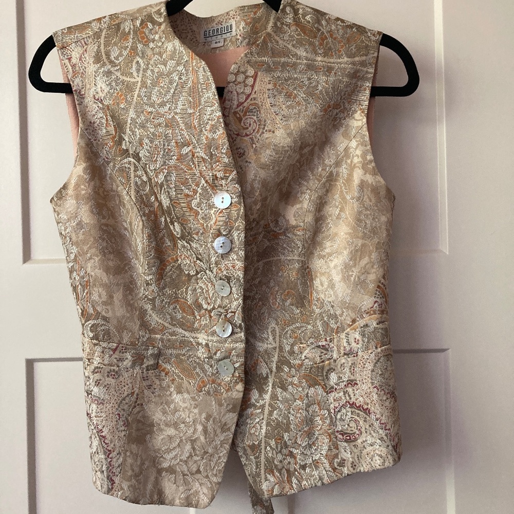 Vintage vest gold and cream